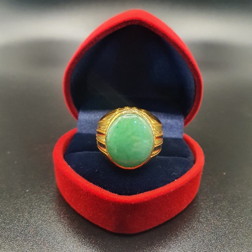TURBO [A玉] 包边蛋玉黄金戒指 916 Round Egg Jade Gold Ring 5